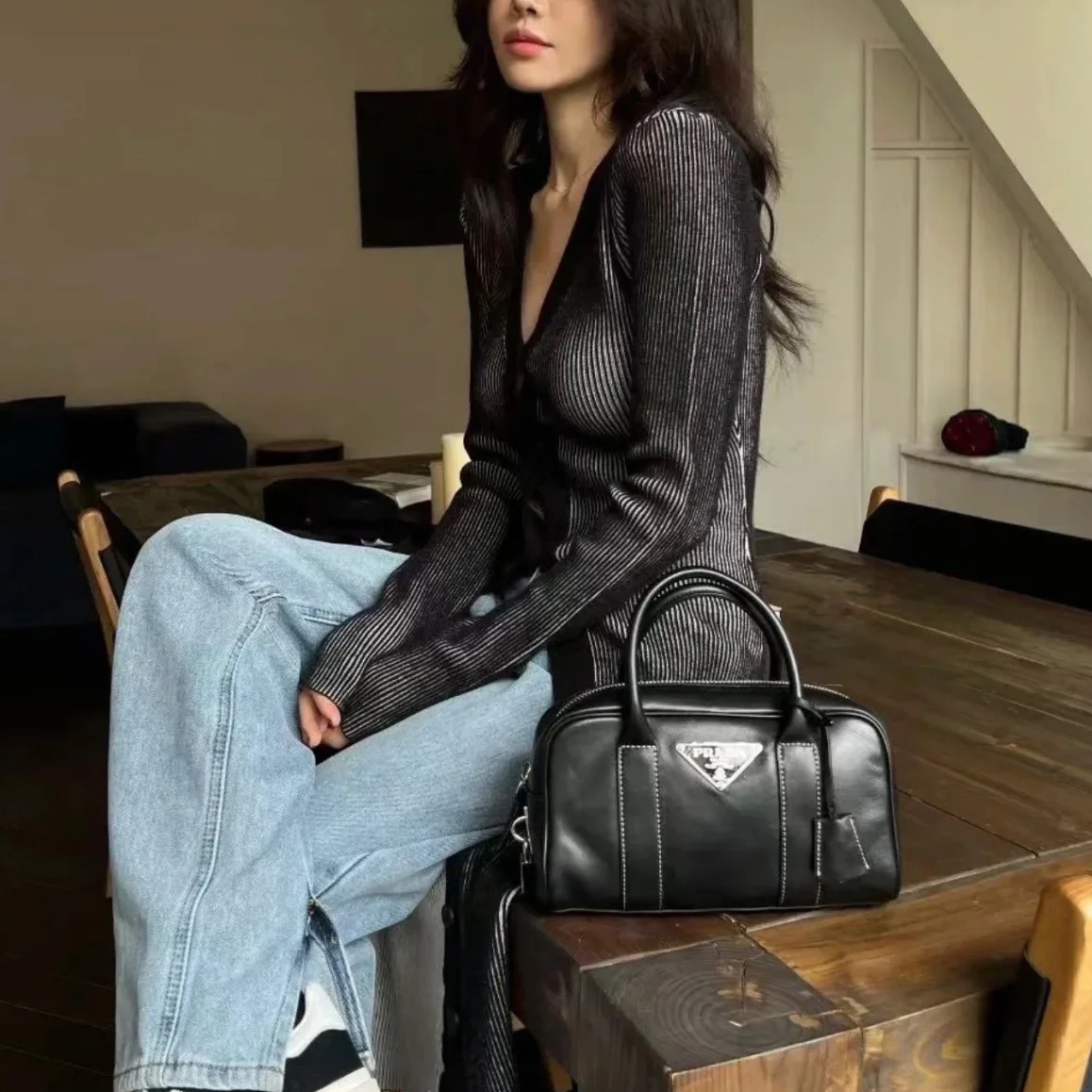 Prada Boston shoulder handbag bag - cnluxepick