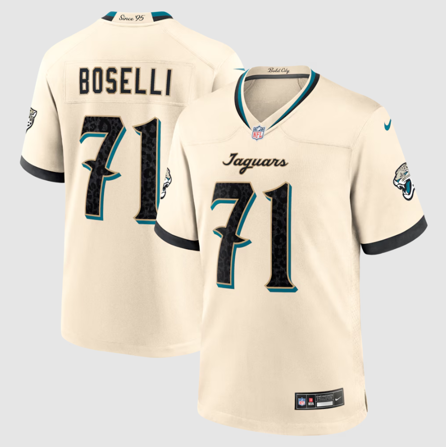 Men's Jacksonville Jaguars Tony Boselli #71 Natural 2026 Rivalries Collection Game Jersey