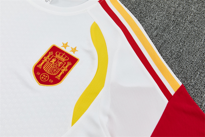 Spain Short Sleeves Training Suit White-Two Stars 3