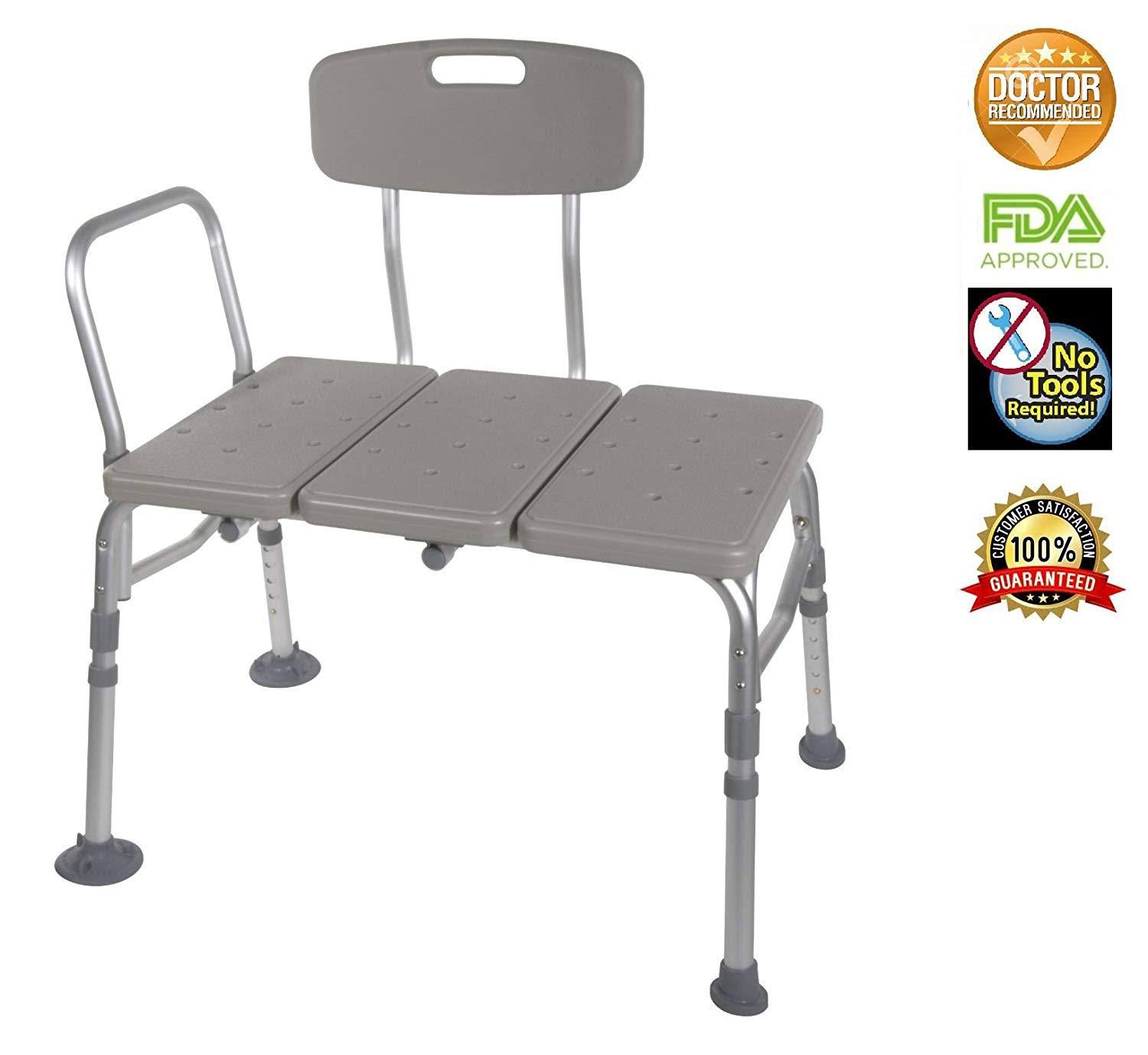 Adjustable Shower Chair Bathtub TRANSFER Bench for Seniors Disabled