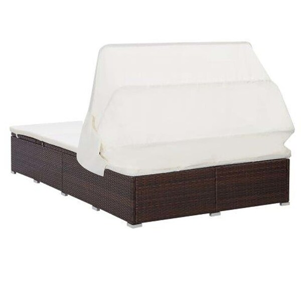 vidaXL 2Person Sunbed with Cushion Poly Rattan Brown