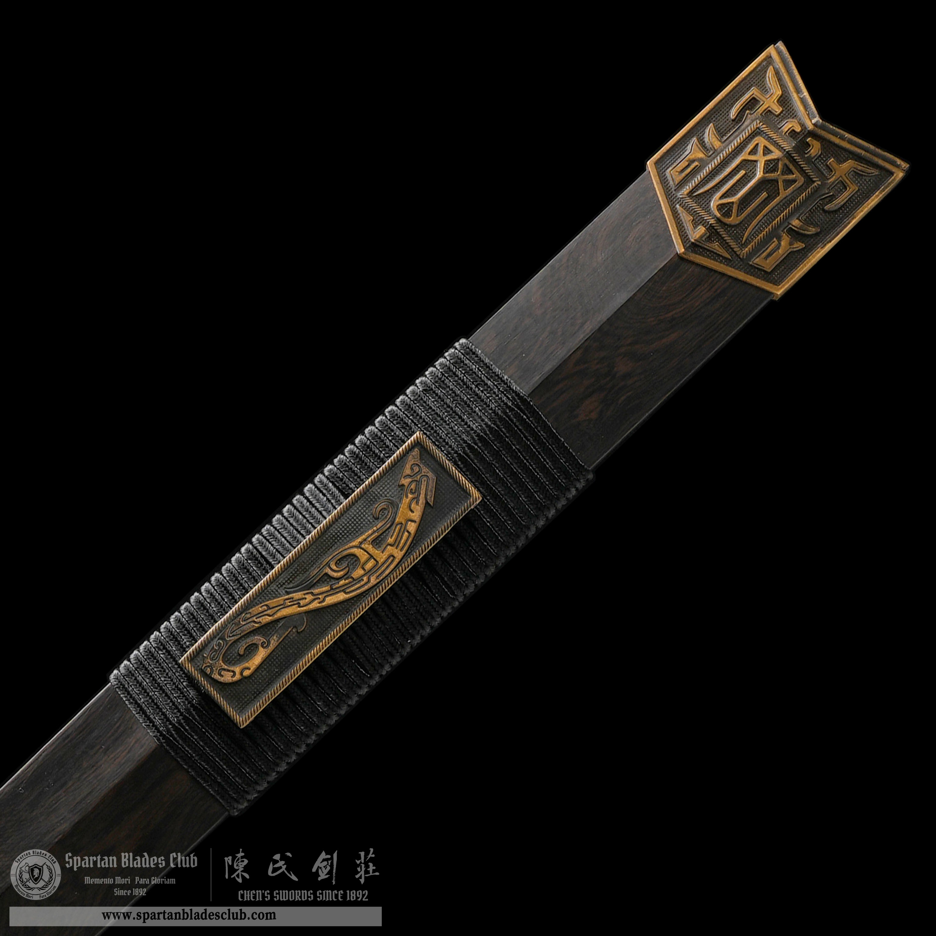 XA14 | TianGang Jian | Chinese Jian | Damascus steel | Black | Battle-Ready | Full-tang | Spartan Blades Club | CHEN'S SWORDS 1892 - Spartan Blades Club - 陳氏劍莊1892