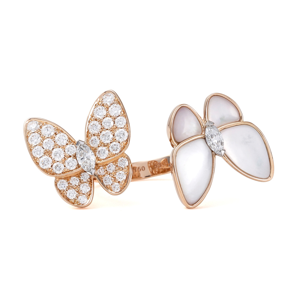 Van Cleef & Arpels Papillon Entre Les Door Ring 18K Rose Gold VCARO7AL00