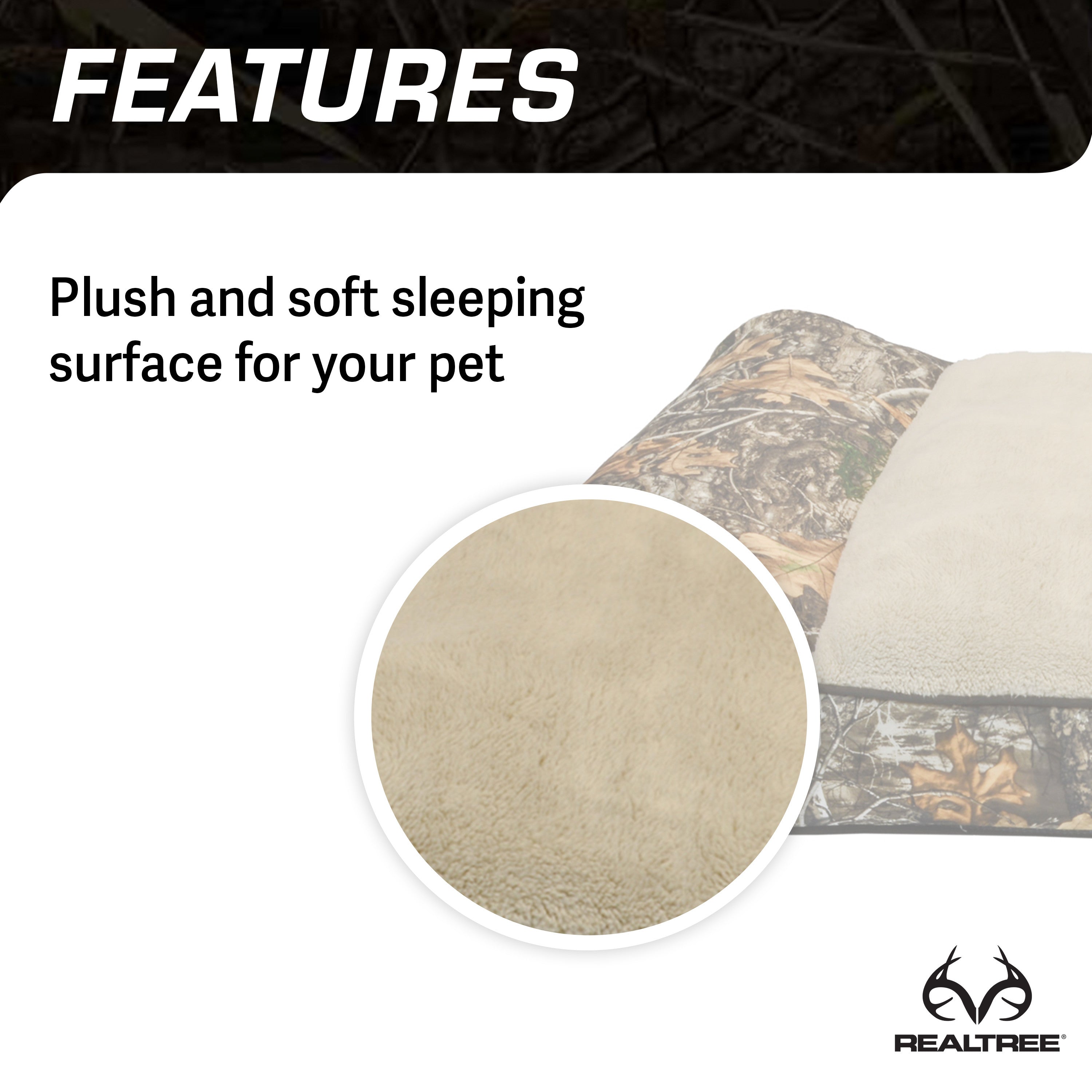 Realtree Edge Camo Bolster Pet Bed – Brown