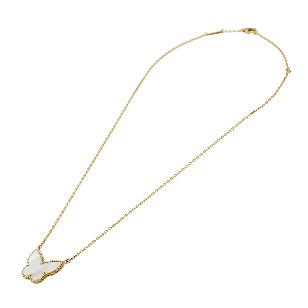 Van Cleef & Arpels Lucky Alhambra Papillon Necklace 18K Yellow Gold Mother of Pearl VCARD99500