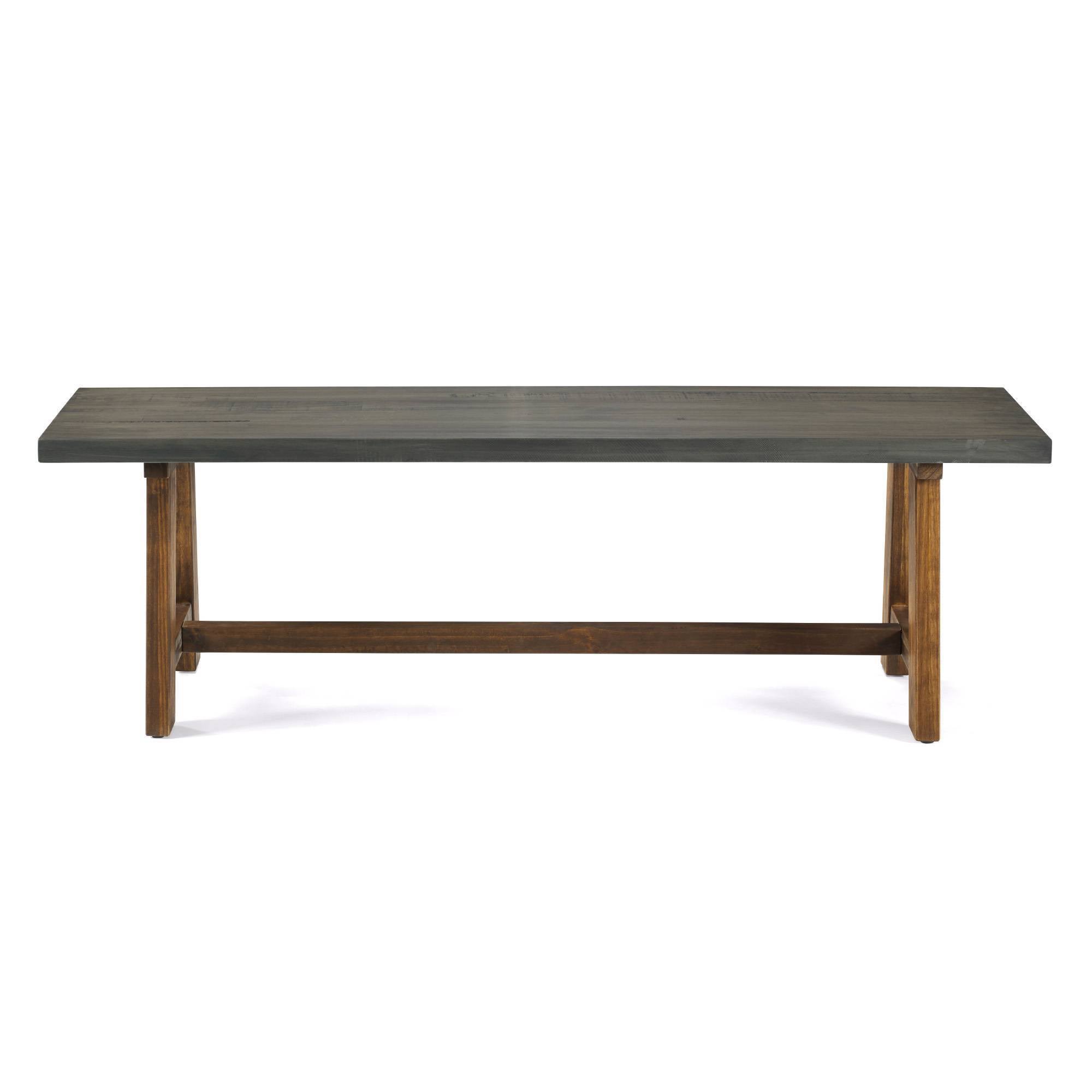 60x22 Solid Wood Trestle Dining Bench Gray/Brown - Saracina Home