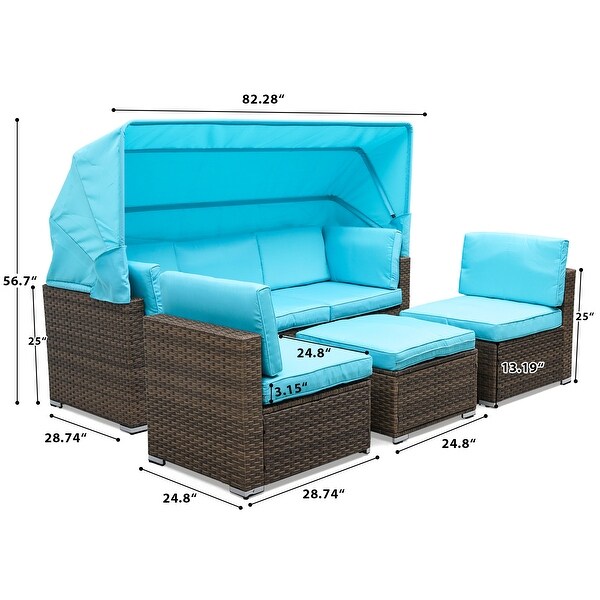 Moasis Blue 6piece Wicker Patio Furniture Set
