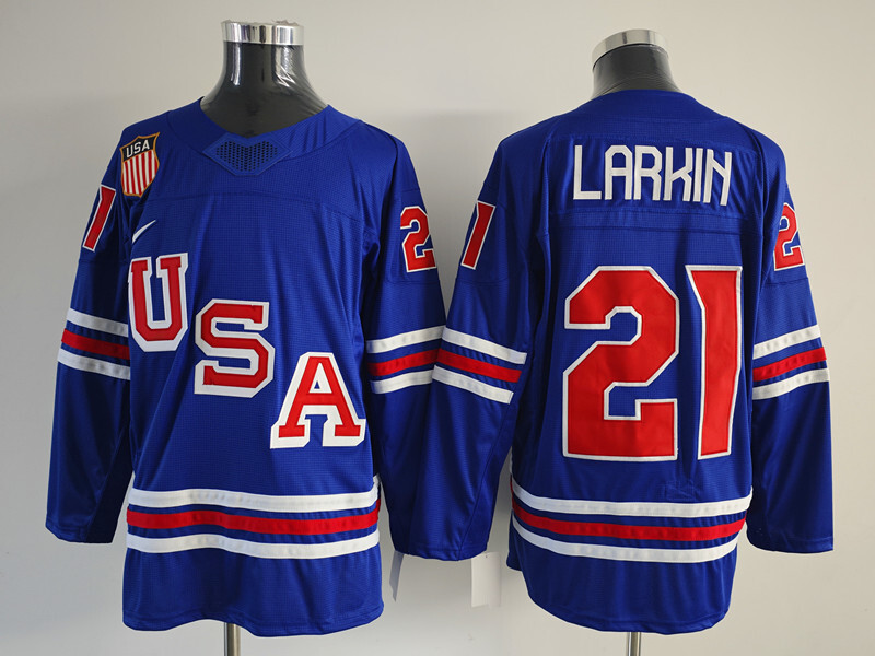 Men's United States Hockey Dylan Larkin #21 Royal 2026 Winter Olympics Jersey