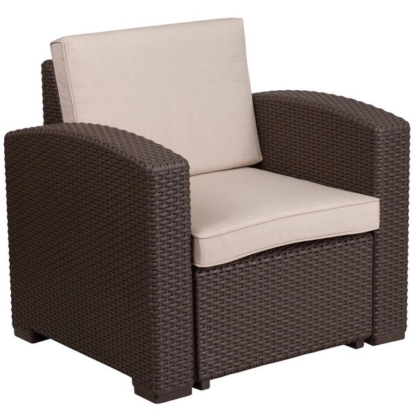 Faux Rattan Chair with AllWeather Cushion