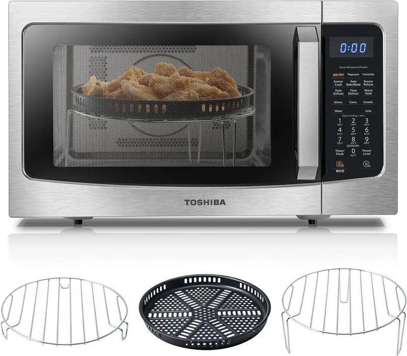 TOSHIBA ML-EC42P(SS) 4-in-1 Microwave Oven – Convection, Air Fry, Smart Sensor, 1.5 Cu. Ft.