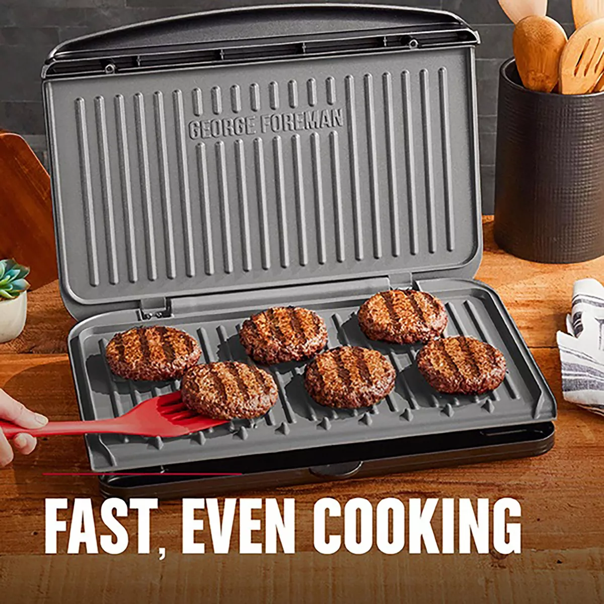 George Foreman 9 Serving Classic Plate Electric Panini Press Sandwich Maker in Gunmetal Grey