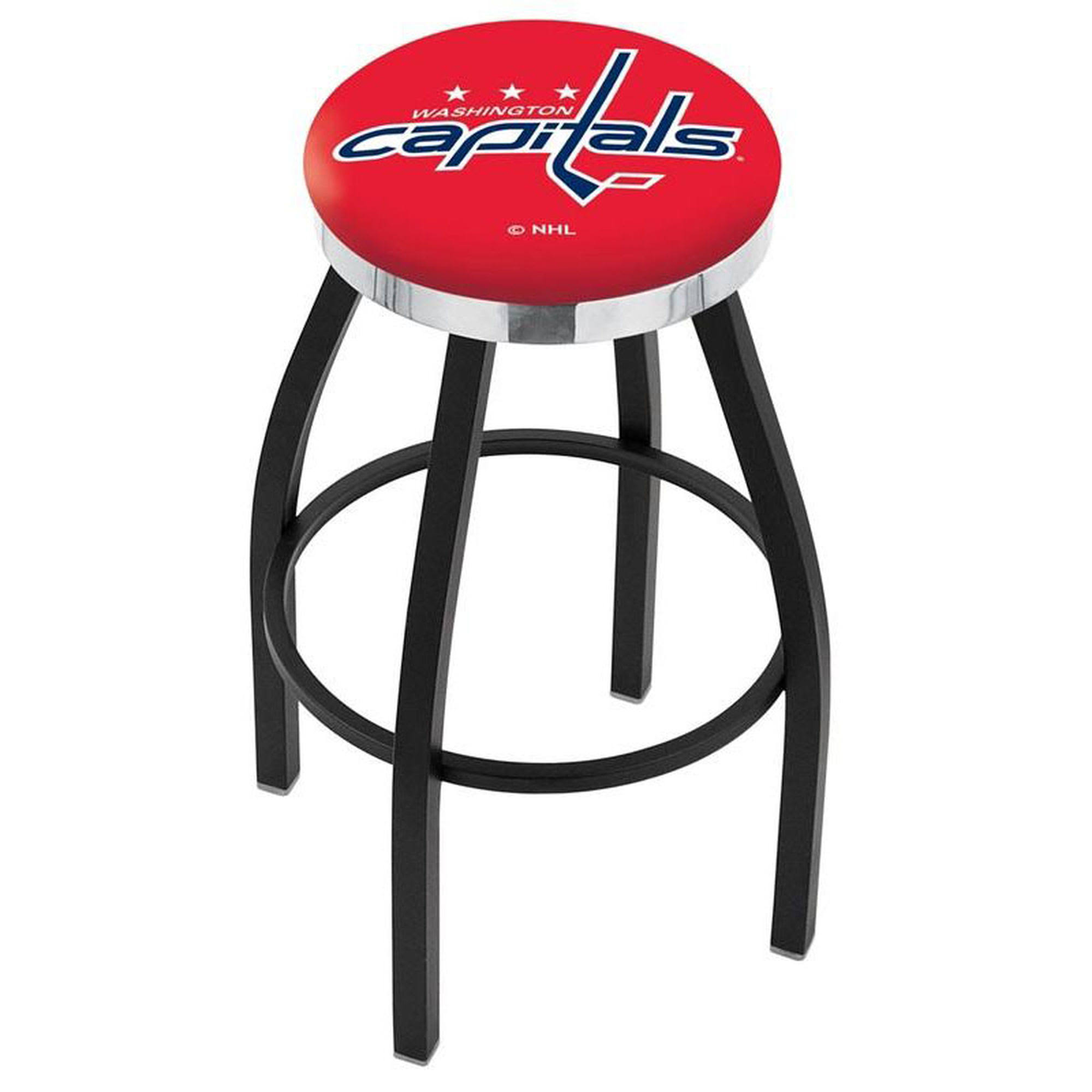 Holland Bar Stool 25x22 Black Wrinkle Washington Capitals Swivel Bar Stool with Chrome Accent Ring
