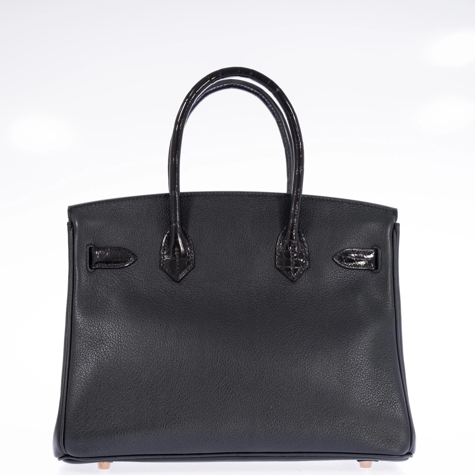 Hermès Birkin 30 Touch Black Shiny Niloticus Crocodile and Novillo Gold Hardware