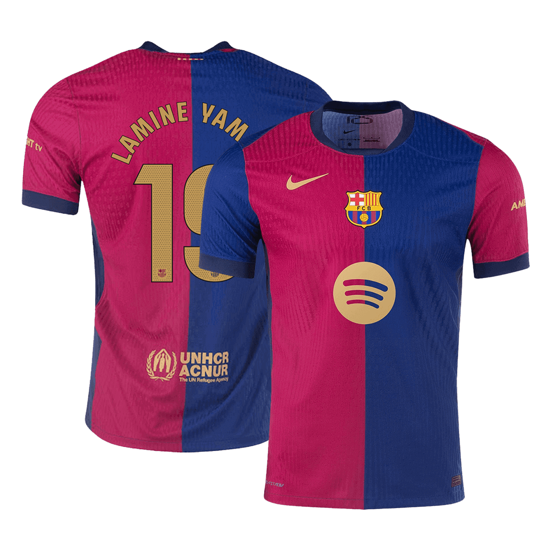 LAMINE YAMAL #19 Barcelona Home Player Version Jersey - Spotify Logo Without Text