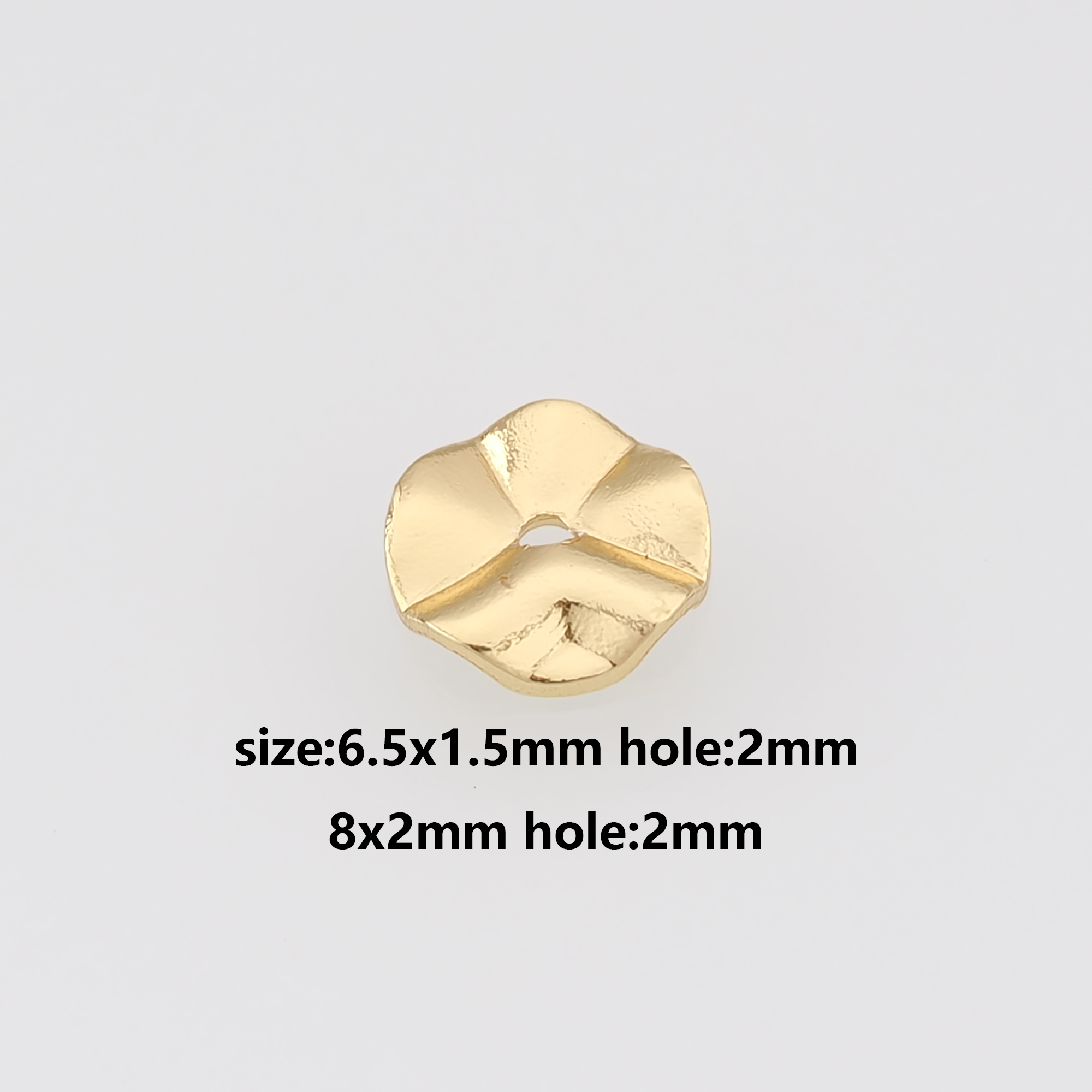 50Pcs 18K Gold Filled Geometric Spacer Beads,Textured Flat Bead for Bracelet Jewelry Necklace Making Supply