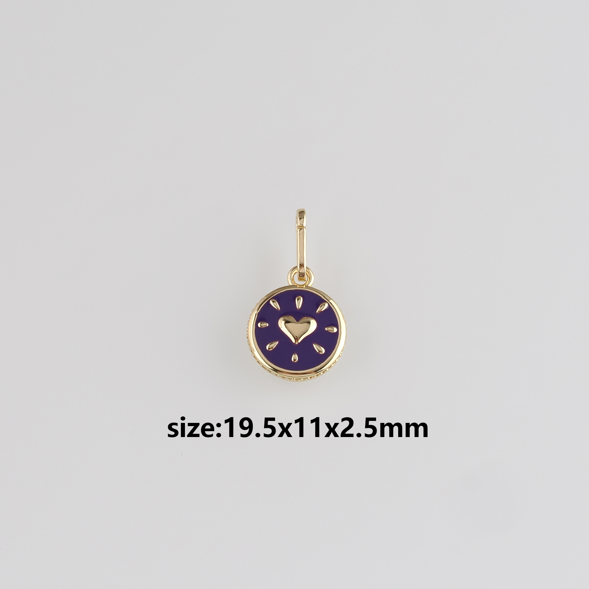 18K Gold Filled Heart Pendant,Enamel Heart Charm Earrings Necklace for DIY Jewelry Making Supply