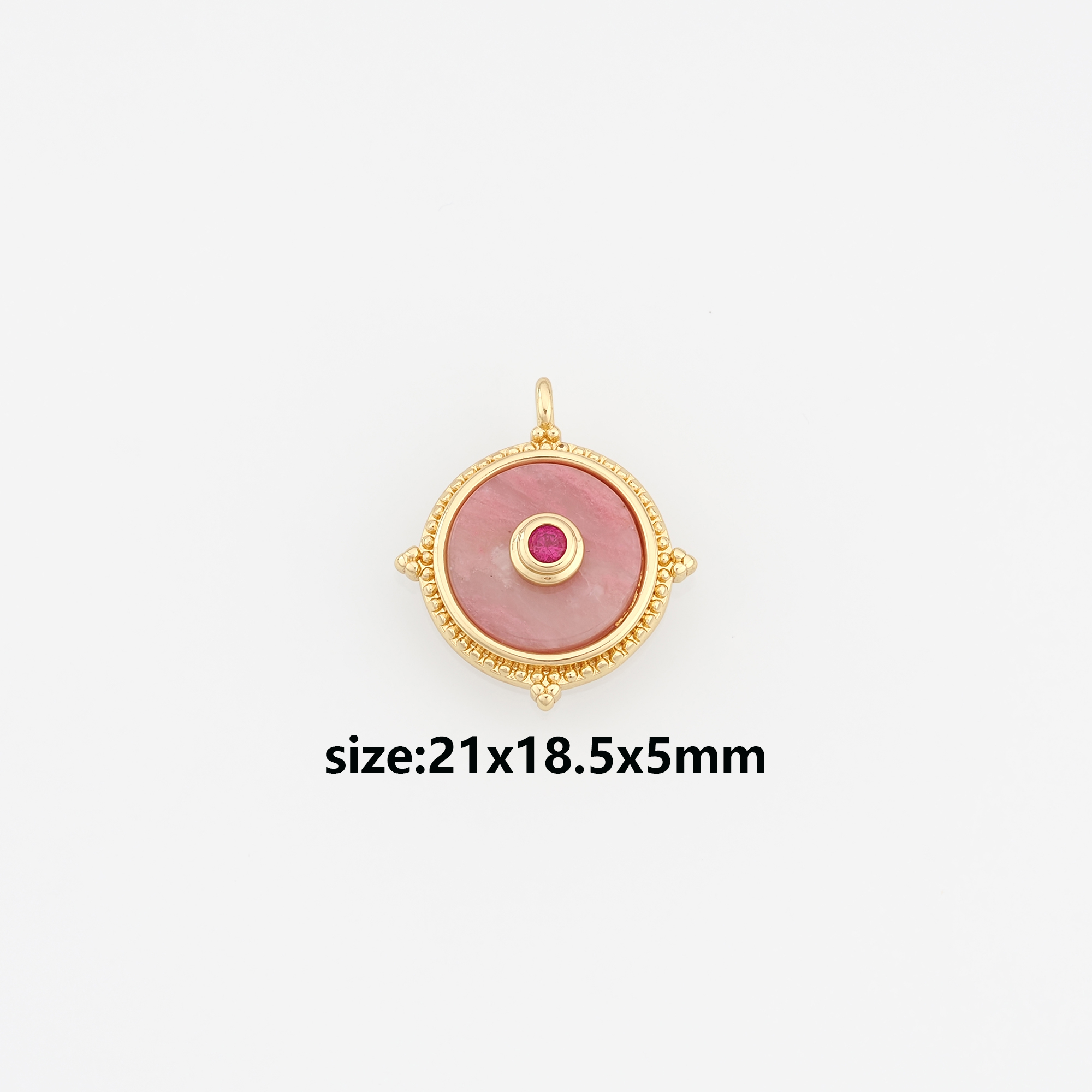 18K Gold Filled Round Pendant,Natural Stone Earrings Necklace for DIY Jewelry Making Supply