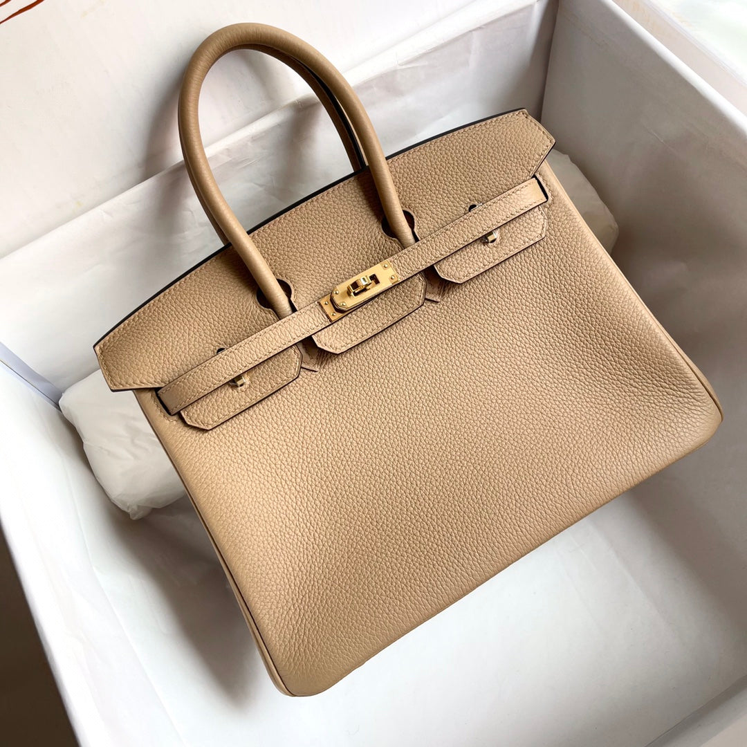 Hermes Birkin 25Cm Beige Togo Leather Gold Hardware