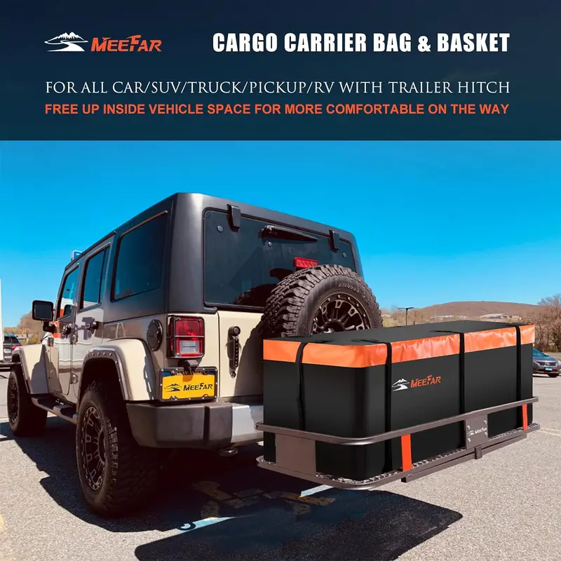 Universal Rooftop Cargo Carrier – 51″ x 36″ Basket + 15 cu ft Waterproof Bag, Net & Ratchet Straps
