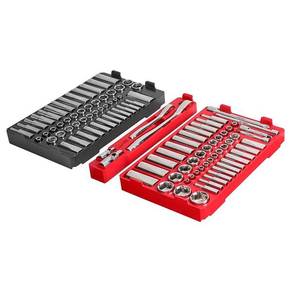 Milwaukee 48-22-9486 1/4′′-3/8′′ Ratchet Socket Set w/ PACKOUT Case – 106pc