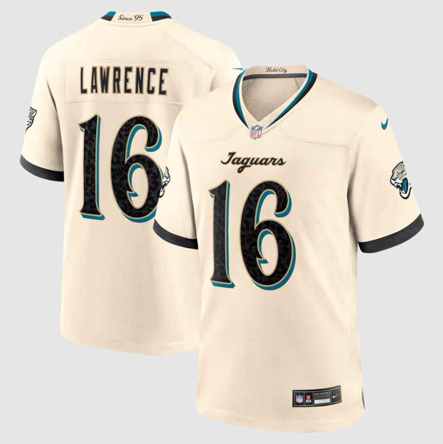 Men's Jacksonville Jaguars Trevor Lawrence #16 Natural 2026 Rivalries Collection Game Jersey
