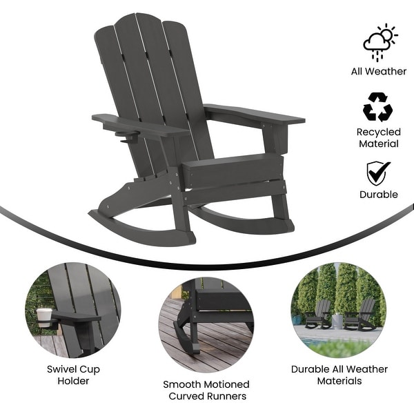 Commercial AllWeather Rocking Adirondack Chair with Swiveling Cupholder