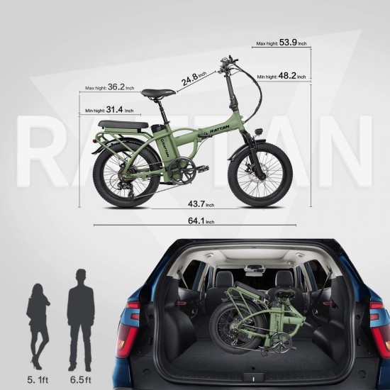 20Inch Folding Electric Bike I-PAS 7 Speed 48V 13AH Removable Lithium Battery 4.0/3.0 All-Terrain Fat Tire 4.3″ LCD Display Beach Commute Bicycle Couple Models E-Bike