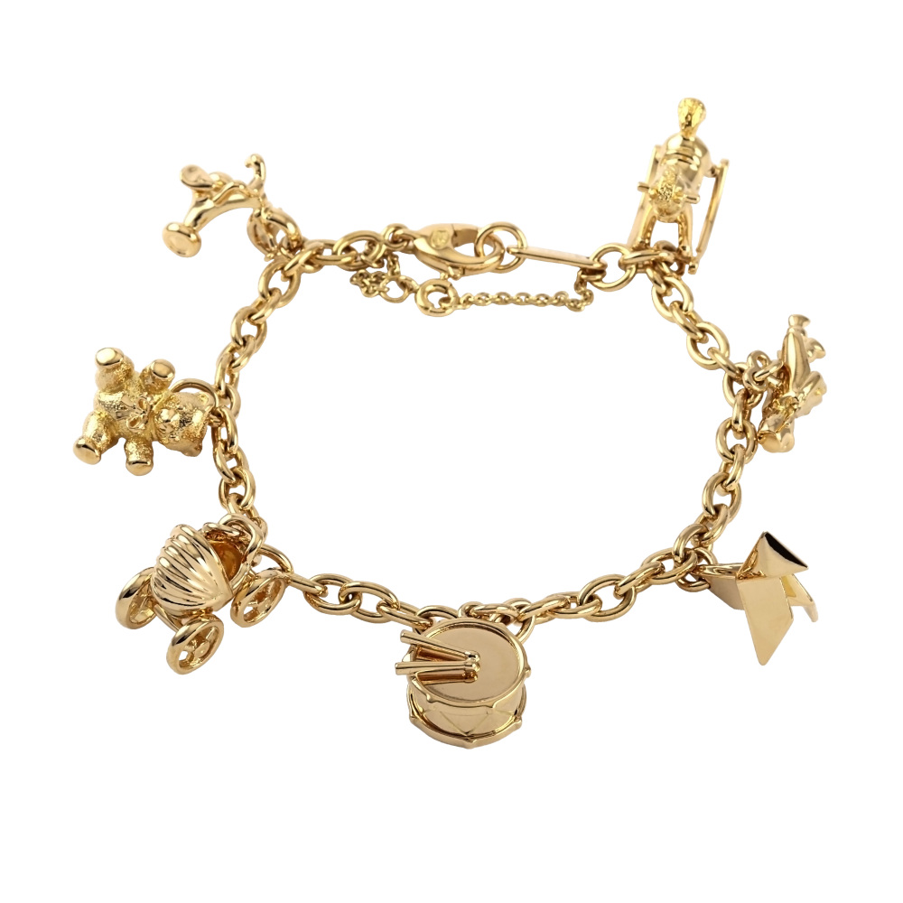 Cartier Charm 7 Motifs K18 Yellow Gold Bracelet