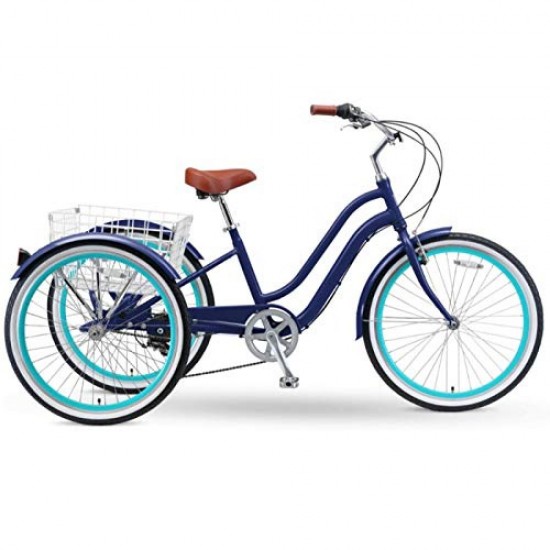 26 Inch 7-Speed Hybrid Adult Tricycle with Rear Basket
