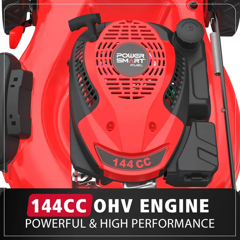 PowerSmart 21-Inch 3-in-1 Gas Lawn Mower – 144cc OHV Engine with Bagging, Mulching & Discharge