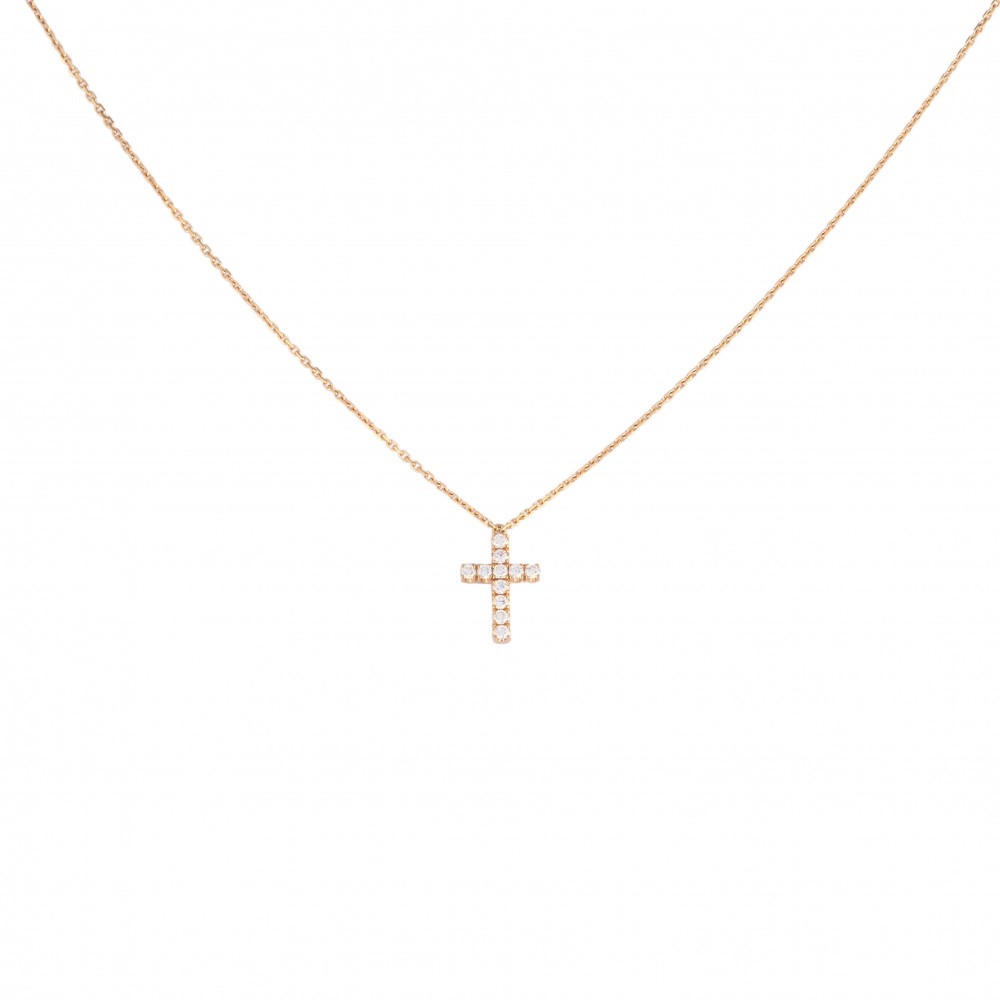 Cartier Symbol Cross Necklace 18K Rose Gold Diamond B7221800