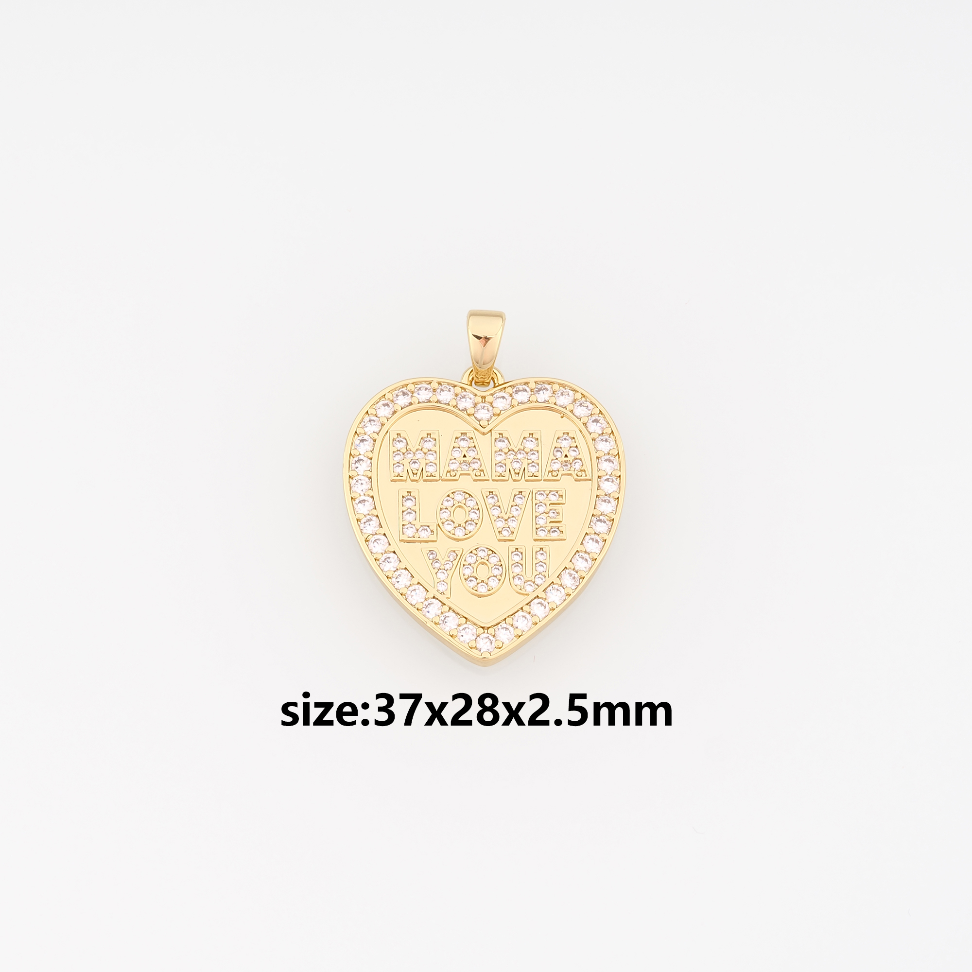18K Gold Filled Heart Pendant,CZ Micro Pave Evil Eye Charm Earrings Necklace for DIY Jewelry Making Supply