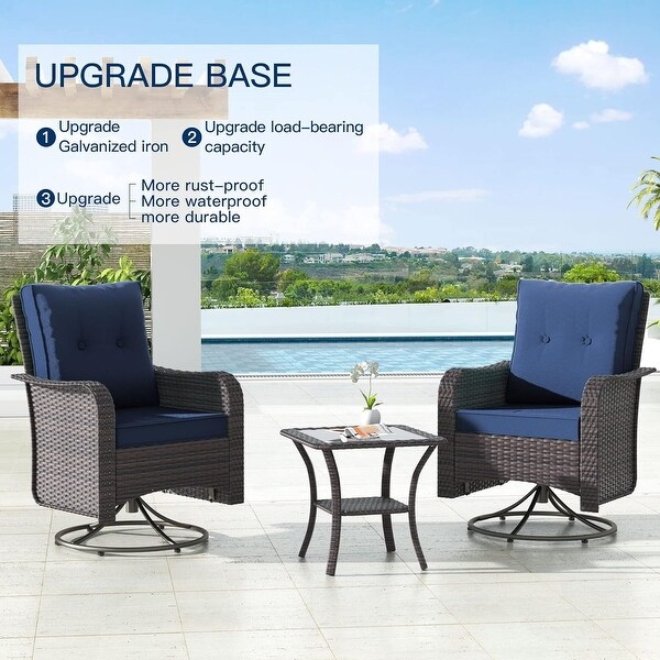 Patio Furniture Sectional Sofa Set,PE Rattan Swivel Rocking Chairs Patio Conversation Set