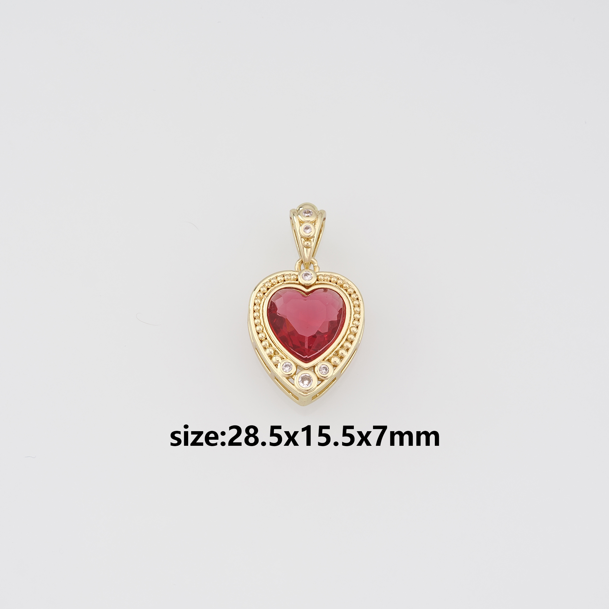 18K Gold Filled Heart Pendant,CZ Micro Pave Heart Charm Earrings Necklace for DIY Jewelry Making Supply