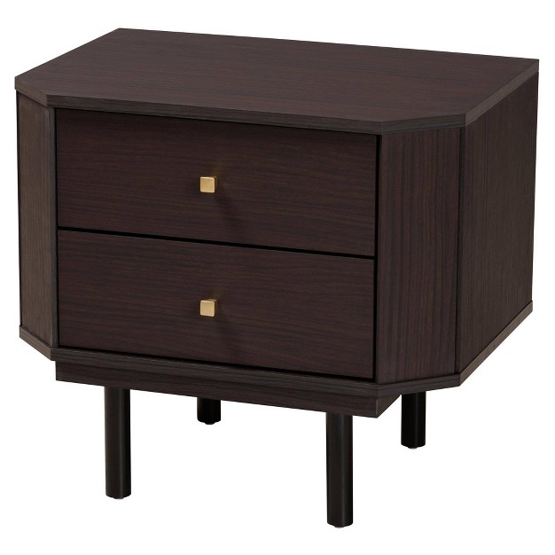 Norwood Two Tone 2 Drawer Wooden End Table Espresso Brown black Baxton Studio