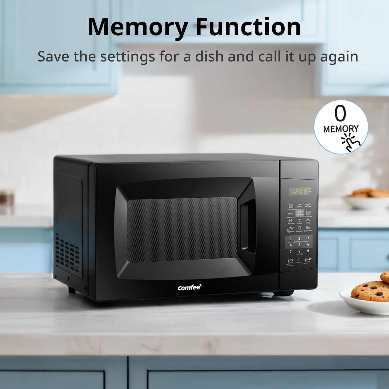 Countertop Microwave Oven with Sound On/Off, ECO Mode and Easy One-Touch Buttons, 0.7cu.ft, 700W, Black