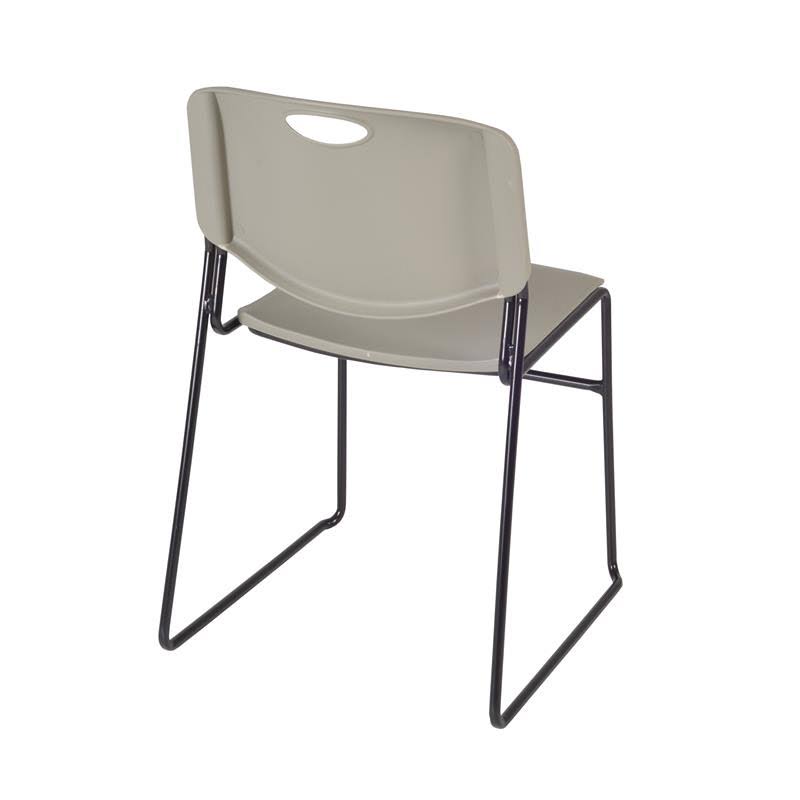 Regency Kobe 48x22 Round Breakroom Table- Grey u0026 4 Zeng Stack Chairs- Grey