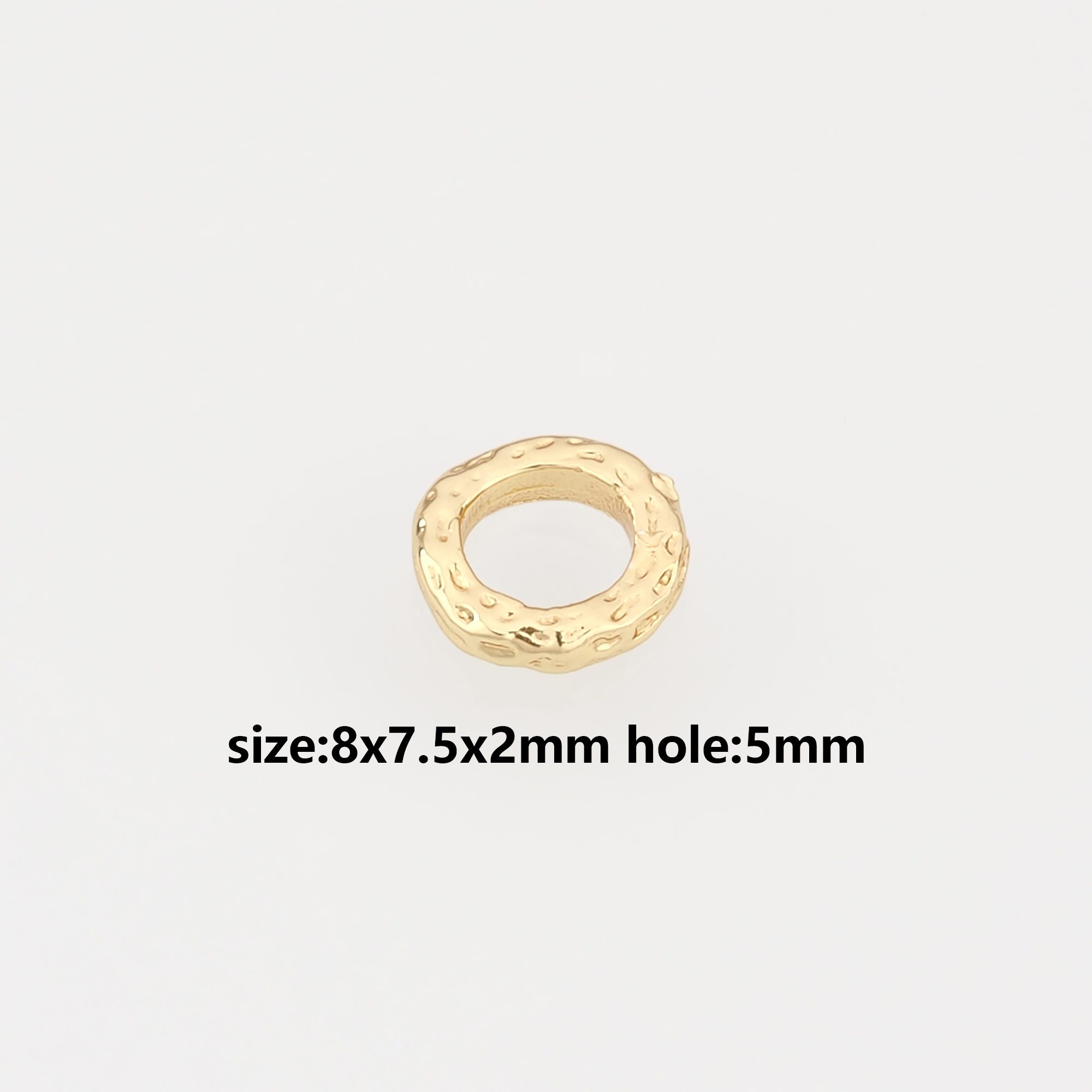 10Pcs 18K Gold Filled Geometric Spacer Beads,Textured Flat Bead for Bracelet Jewelry Necklace Making Supply
