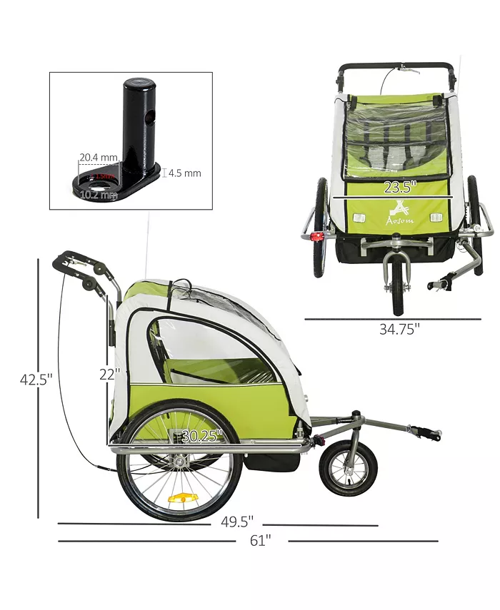 Aosom Baby Trend Cart, Seats 1-2 Children with Safety Harnesses