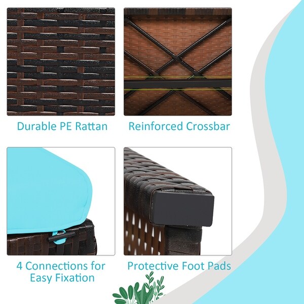 Costway 2PCS Patio Rattan Ottoman Cushioned Seat Foot Rest Furniture