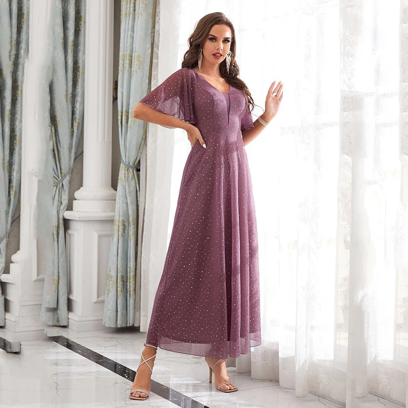 Sparkly V-Neck Maxi Dress | Formal Evening GownClistos