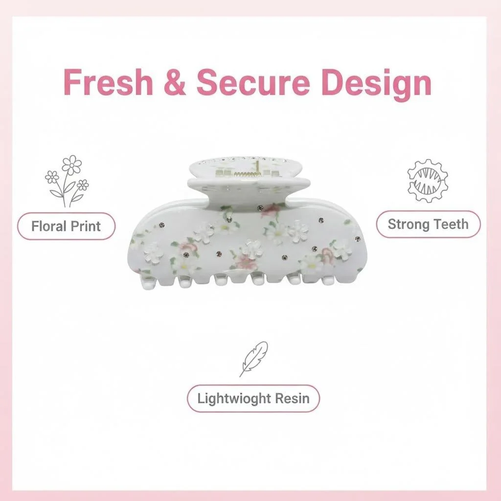 Floral Rhinestone Hair Claw ClipClistos