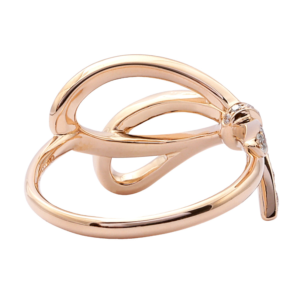 Tiffany & Co. Bow Ribbon Diamond Ring 18K Rose Gold