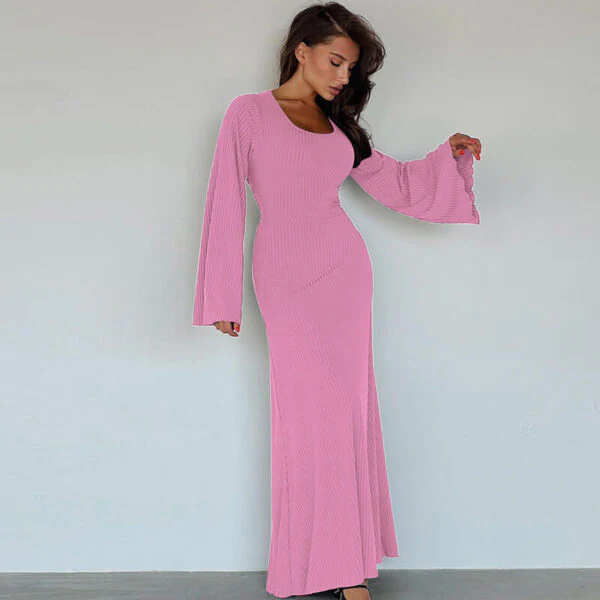 Ribbed Bell Sleeve Maxi DressClistos