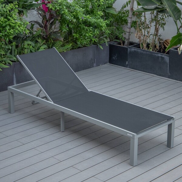 Aluminum Beach Pool Sun Lounge Chair Sling Mesh Fabric Reclining Stackable Lounger Chair