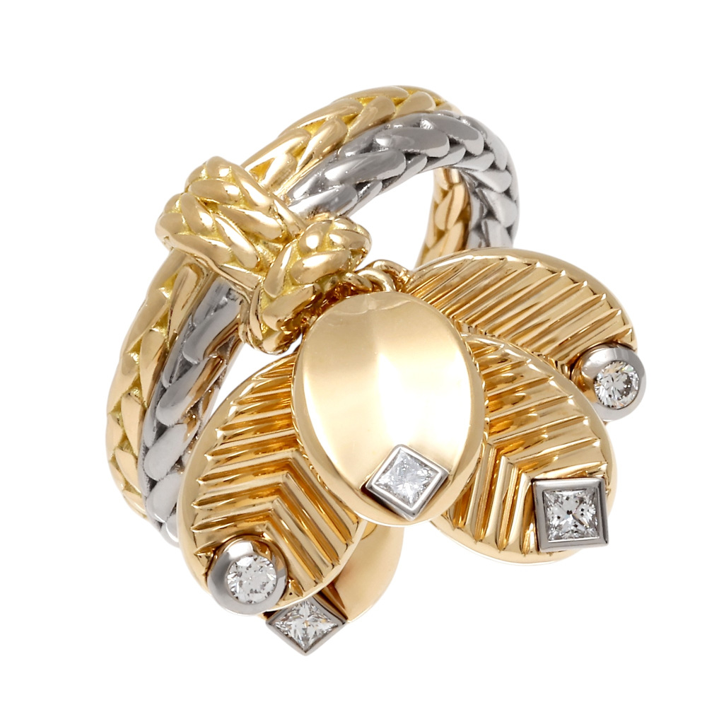 Cartier Grande Cafe Ring 18K White Gold & 18K Yellow Gold Diamond B4242200