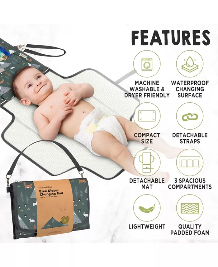 KeaBabies Ezee Diaper Changing Pad, Portable Diaper Changing Mat, Waterproof Foldable Diaper Changing Pad