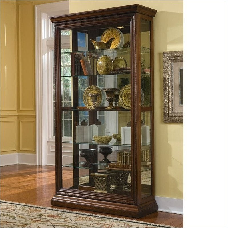 Pulaski Edwardian Poplar Wood Sliding-Door Curio in a Rich Brown Finish