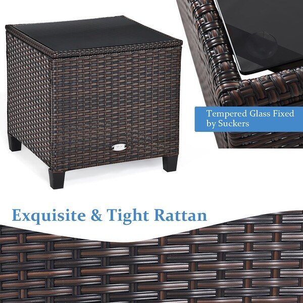 Costway 3PCS Patio Rattan Furniture Set Cushioned Conversation Set