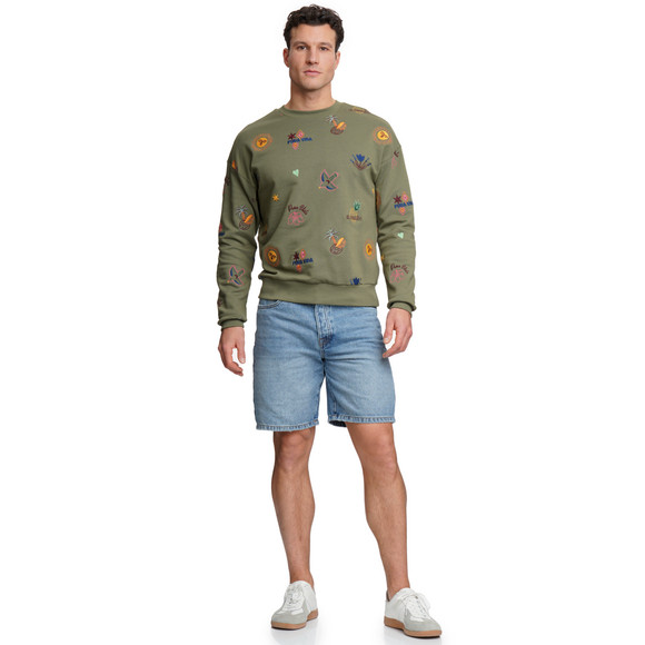 Jonas Nielsen Herren Sweatshirt mit Allover-Stickerei